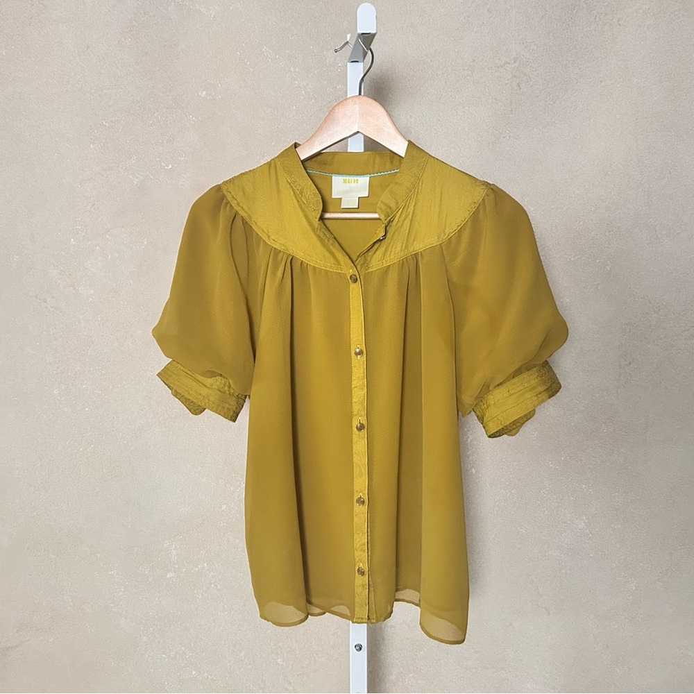 Anthropologie Maeve Gold Blouse, Size M
